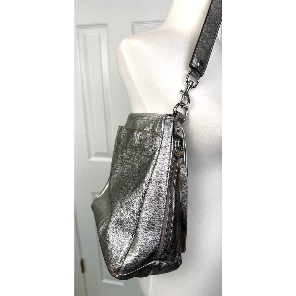 Aimee Kestenberg Fifth Avenue Pewter Pebbled Leather Convertible Shoulder Bag - Picture 6 of 12